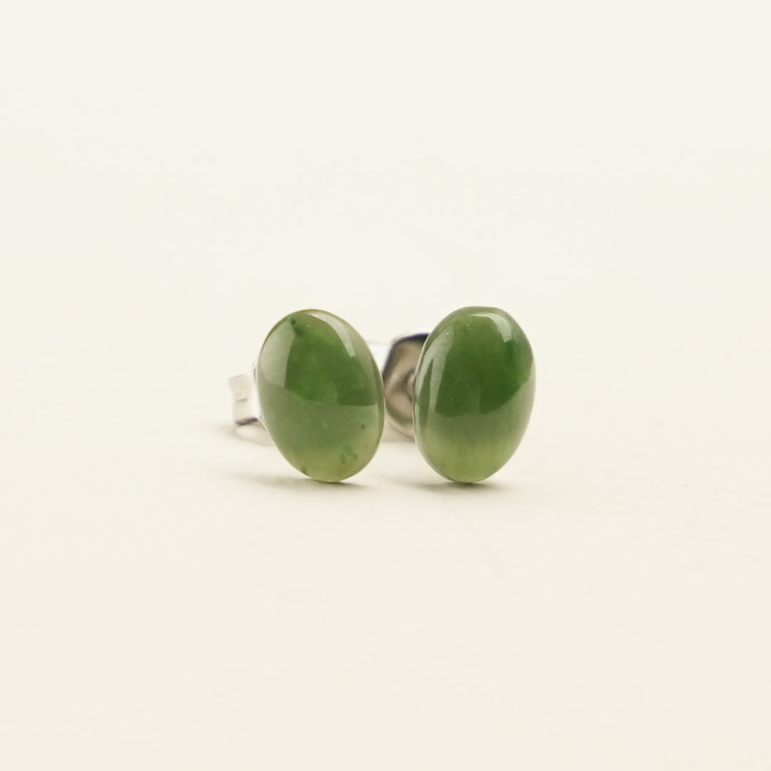 Greenstone Oval Stud Earrings