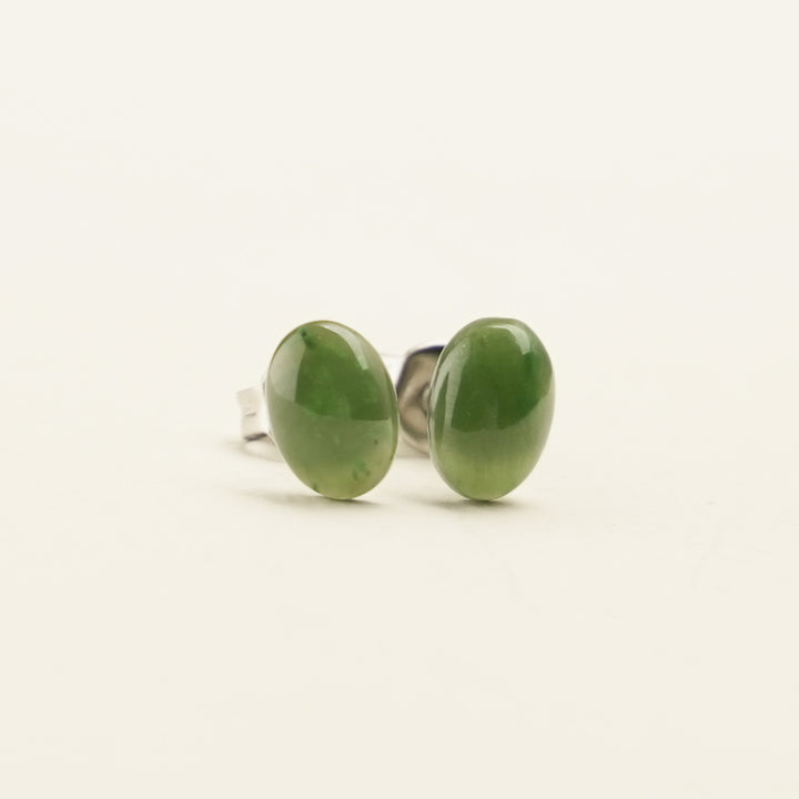 Greenstone Oval Stud Earrings