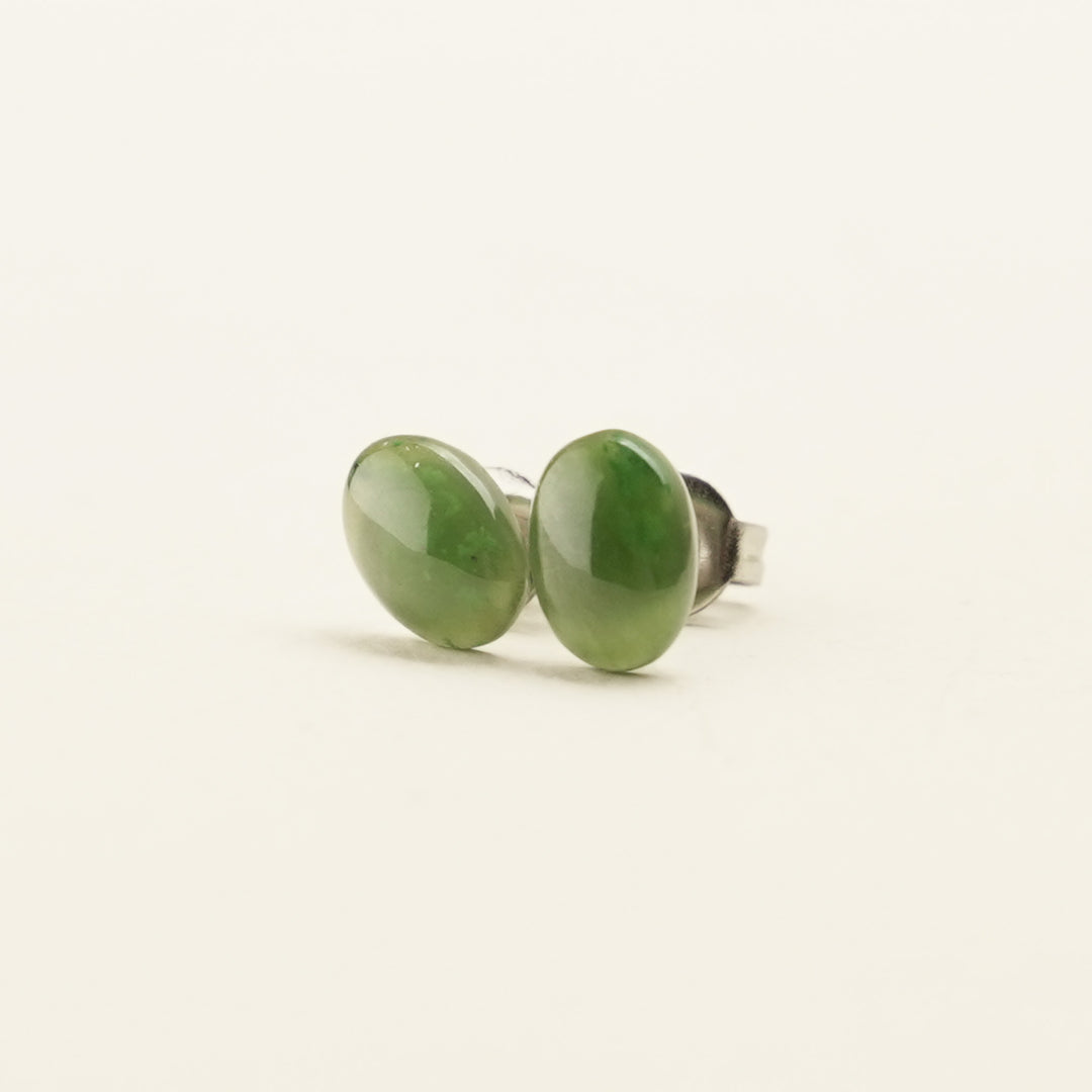 Greenstone Oval Stud Earrings