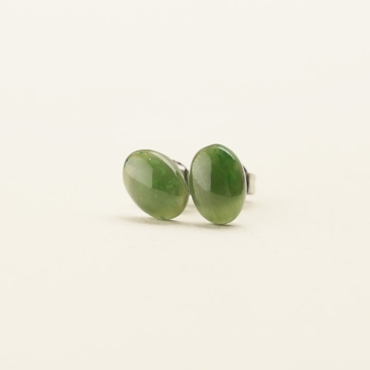 Greenstone Oval Stud Earrings