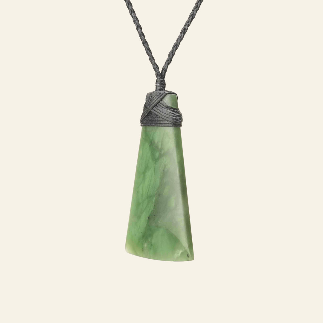 Medium Large Kahurangi Toki - Pounamu Pendant - Black Binding