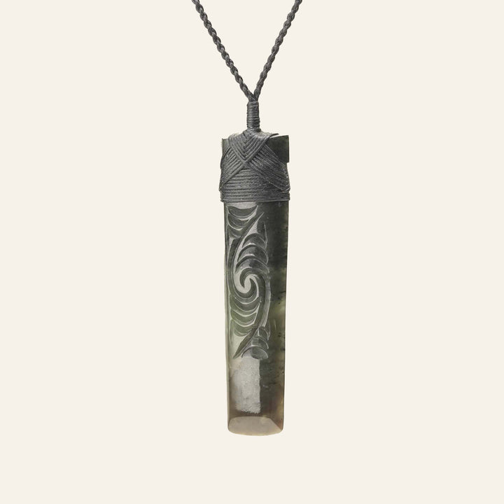 Toki Whakarei Carved Large Totoweka Pounamu Pendant