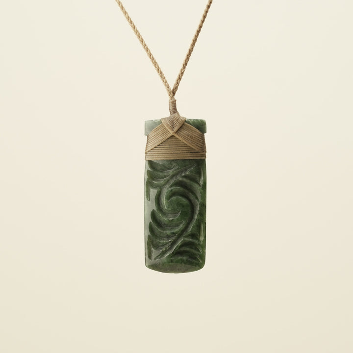 Toki Whakrei Carved Large Kawakawa Pounamu Pendant