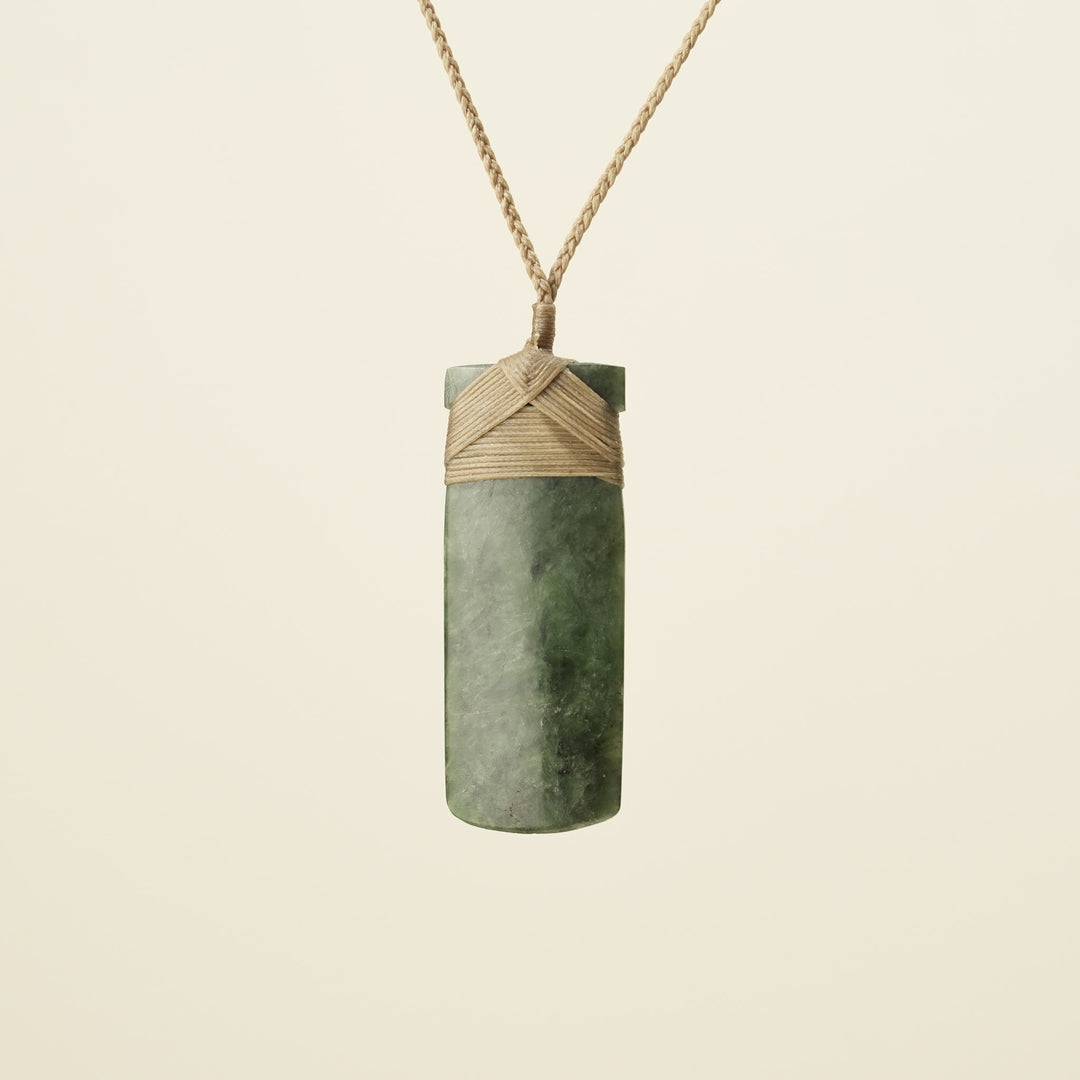 Toki Whakrei Carved Large Kawakawa Pounamu Pendant
