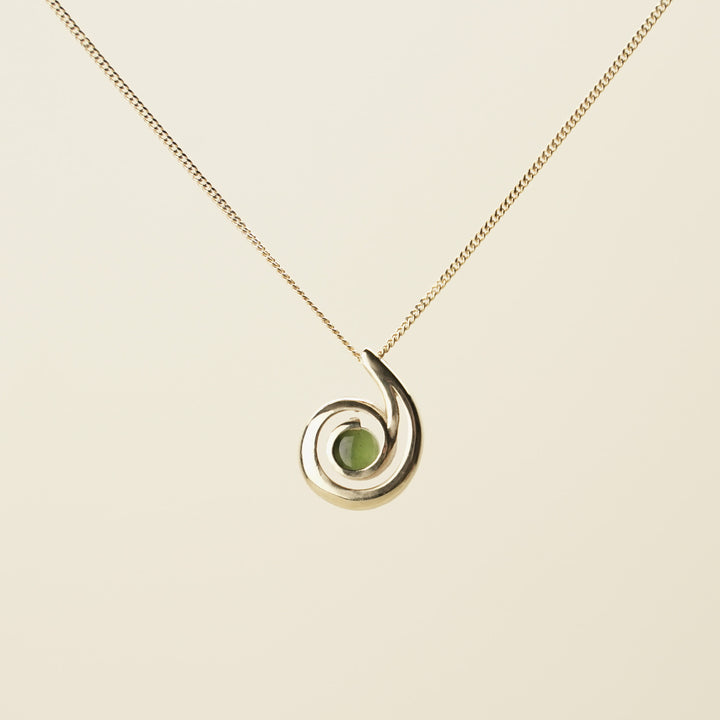 Kahurangi Pounamu Koru Pendant in 9k Gold