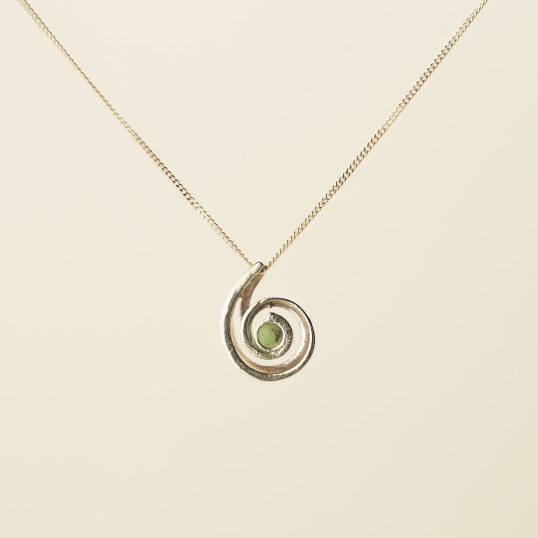 Kahurangi Pounamu Koru Pendant in 9k Gold