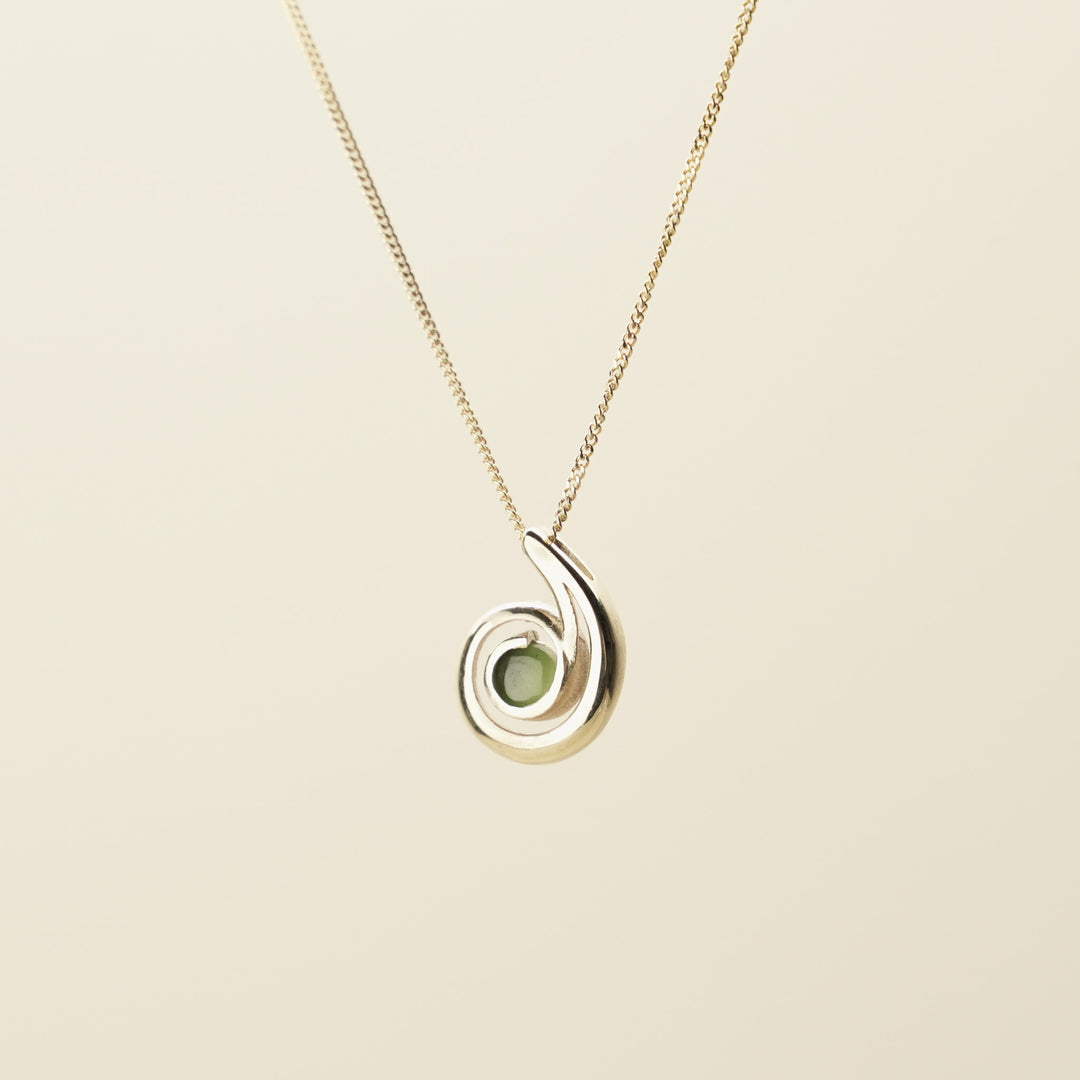 Kahurangi Pounamu Koru Pendant in 9k Gold