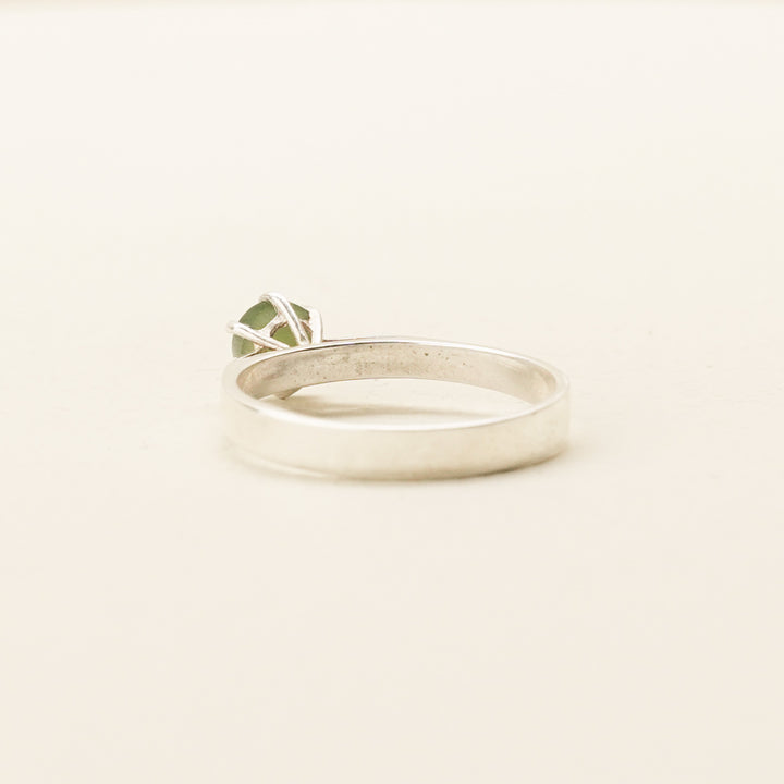 Pounamu Six-Claw Bevelled-Shoulder Sterling Silver Ring