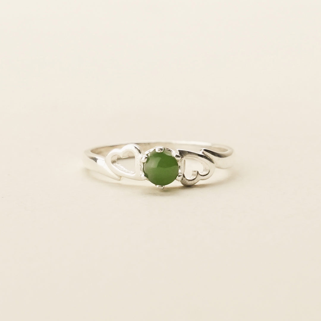 Pounamu Open-Heart Sterling Silver Ring