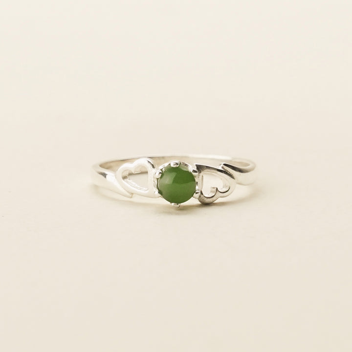 Pounamu Open-Heart Sterling Silver Ring