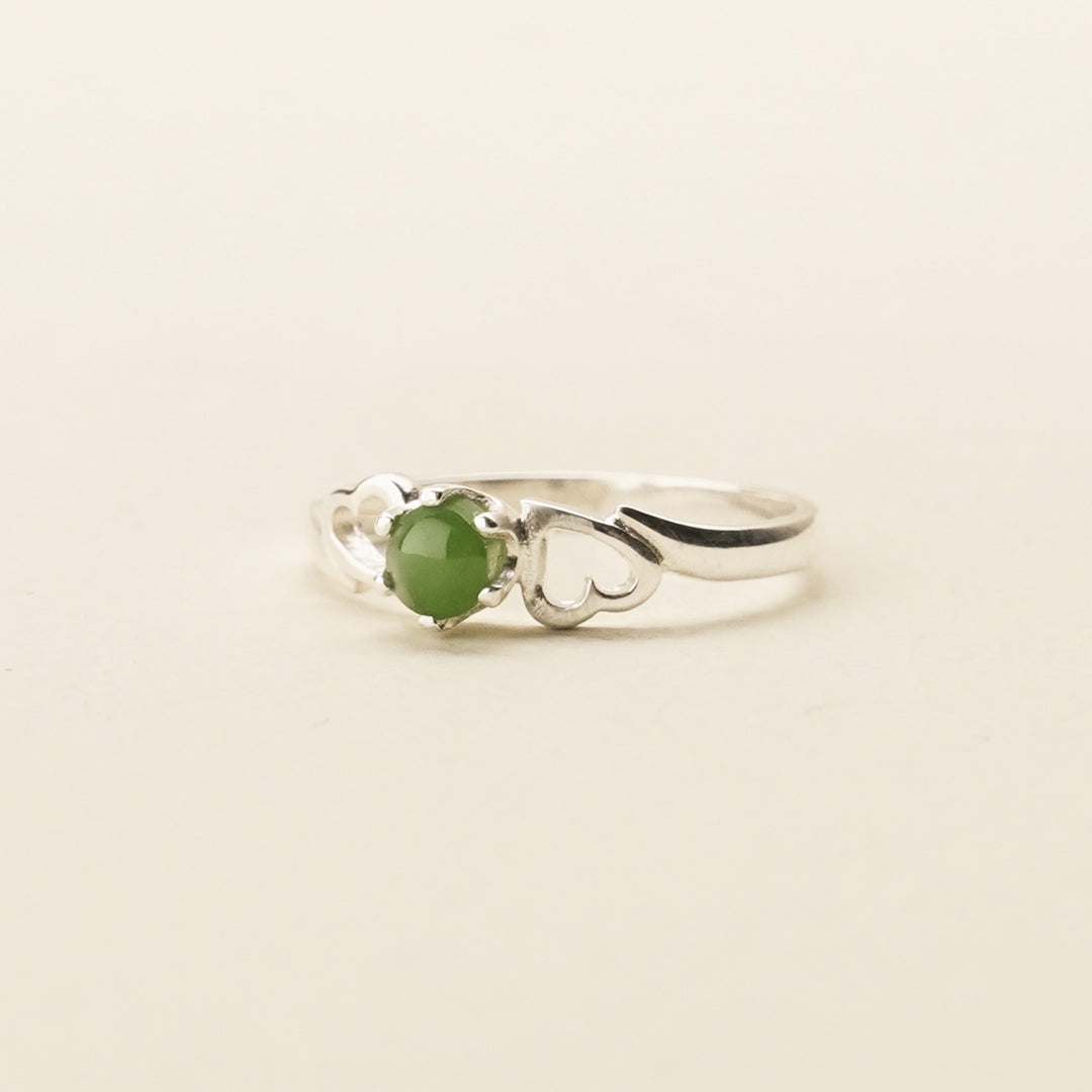 Pounamu Open-Heart Sterling Silver Ring
