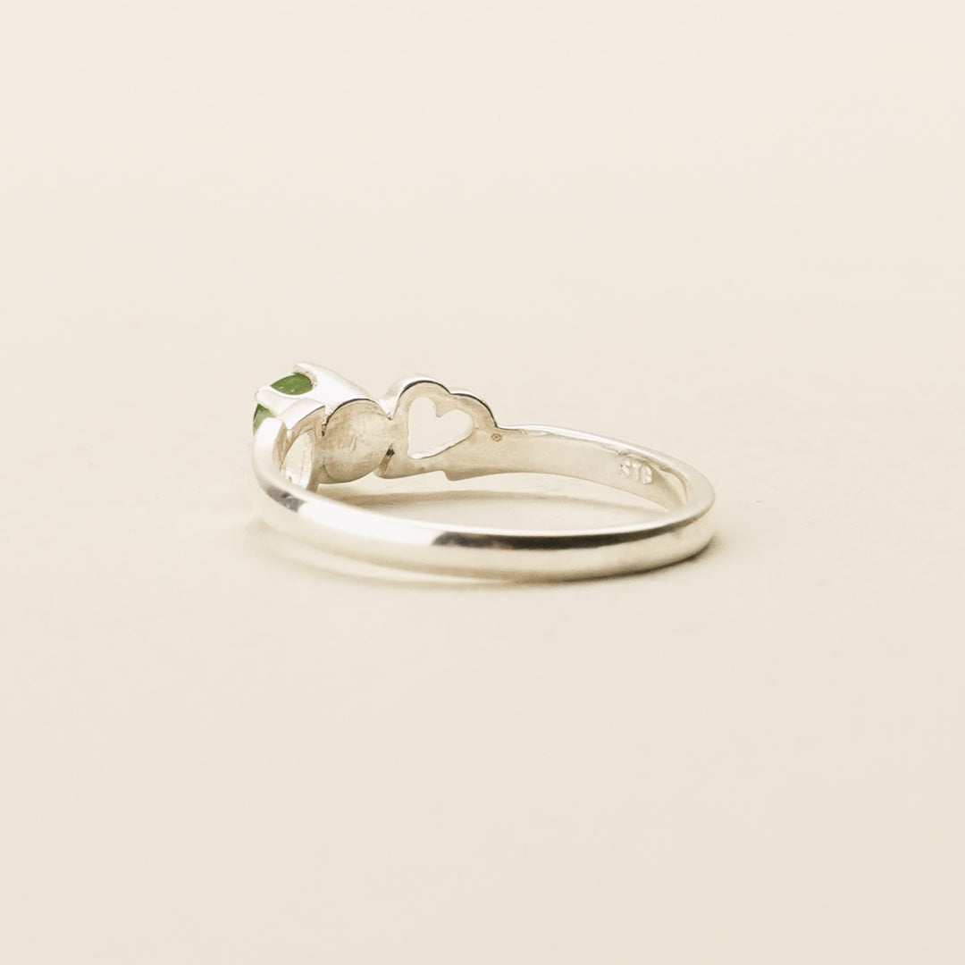 Pounamu Open-Heart Sterling Silver Ring