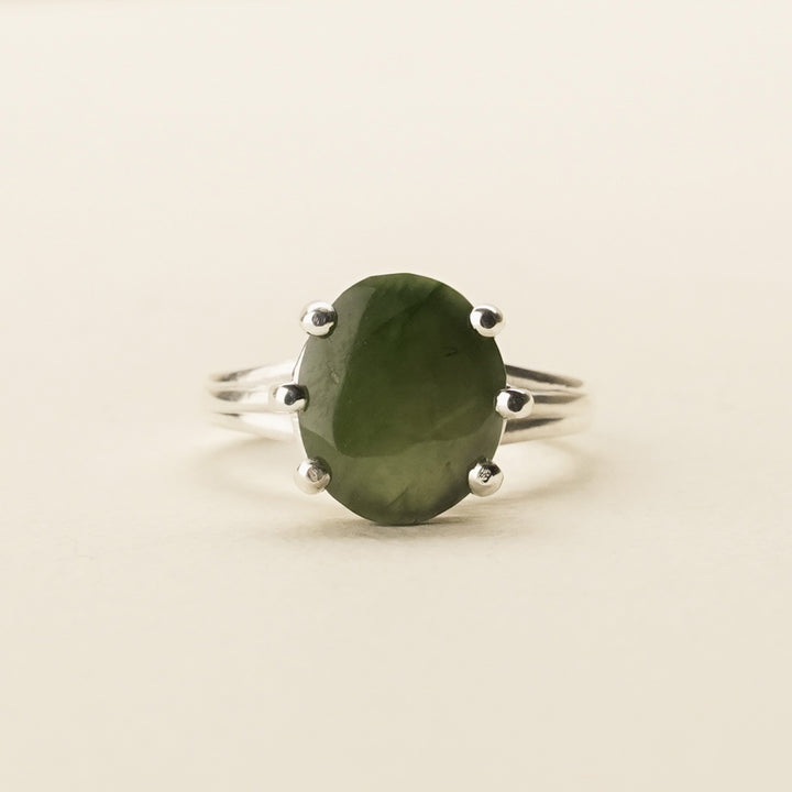 Pounamu Oval Statement Sterling Silver Ring