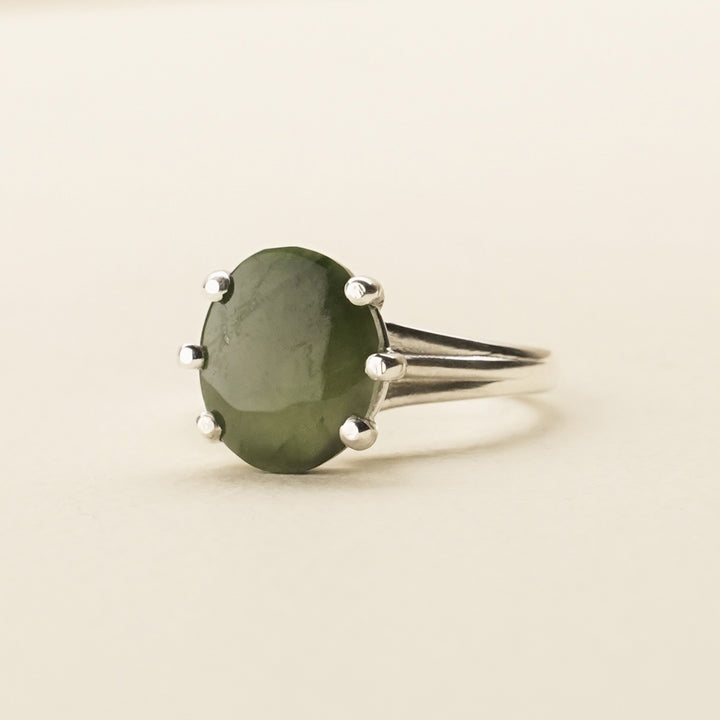 Pounamu Oval Statement Sterling Silver Ring