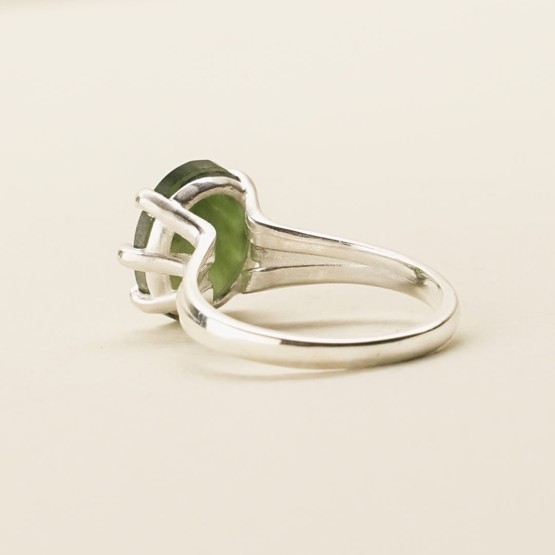 Pounamu Oval Statement Sterling Silver Ring