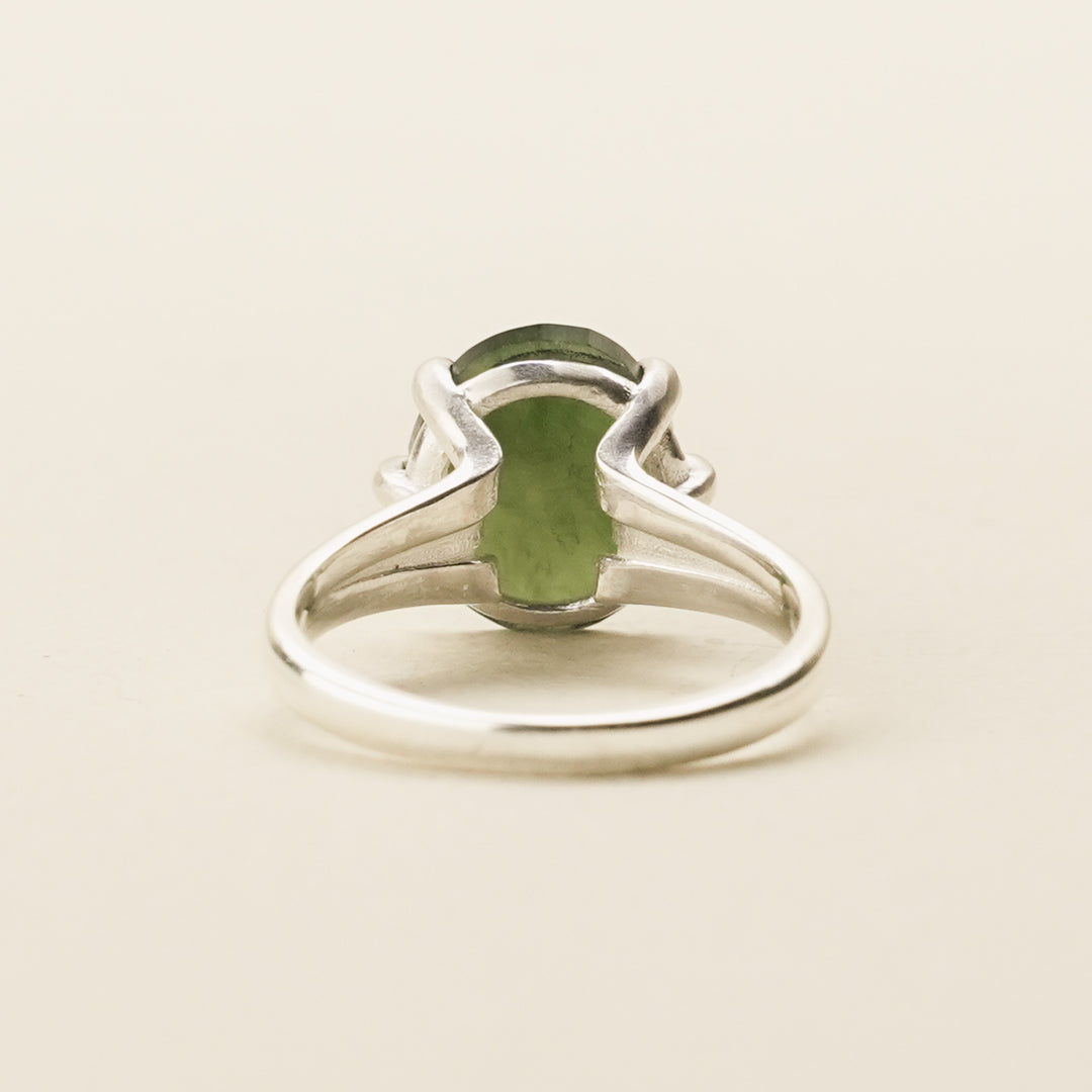 Pounamu Oval Statement Sterling Silver Ring