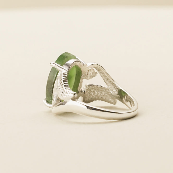 Pounamu Koru & Fern Sterling Silver Ring