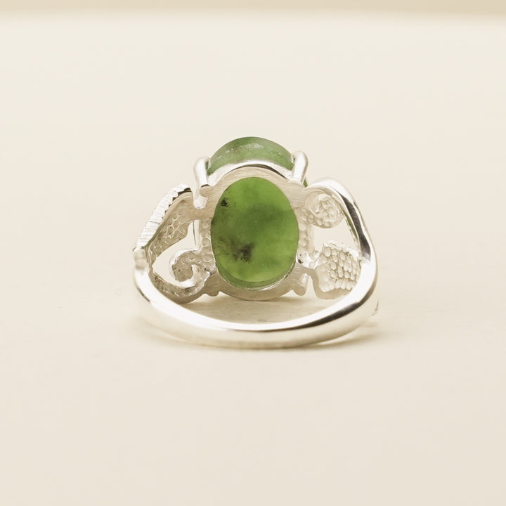 Pounamu Koru & Fern Sterling Silver Ring