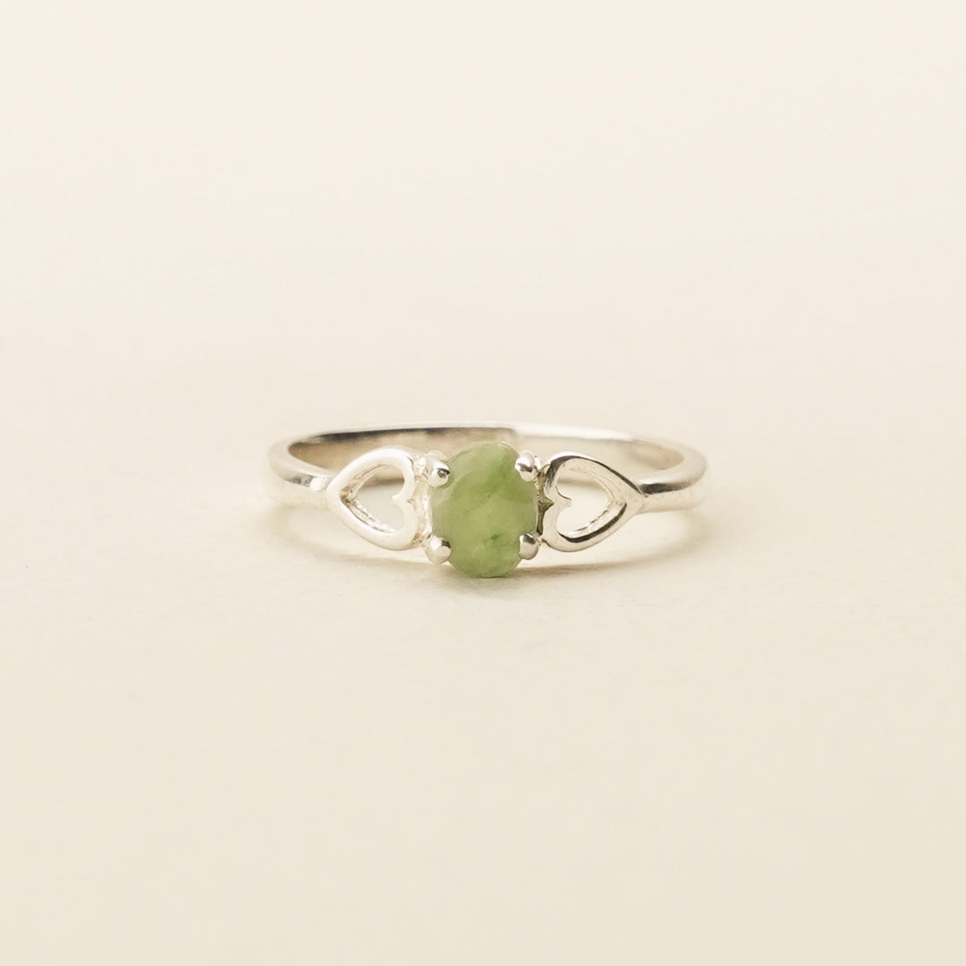 Pounamu Oval Open-Heart Sterling Silver Ring
