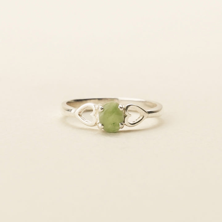 Pounamu Oval Open-Heart Sterling Silver Ring