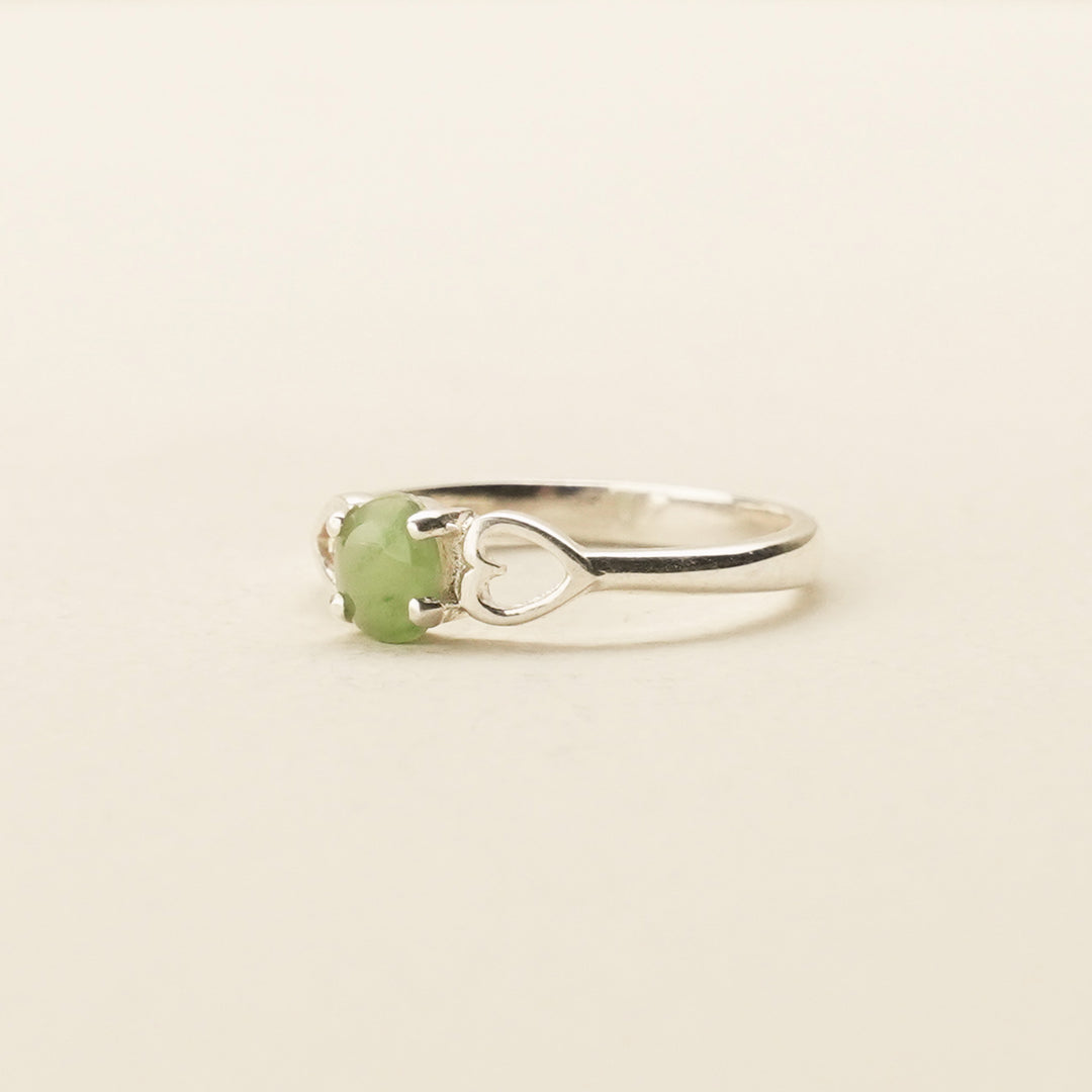 Pounamu Oval Open-Heart Sterling Silver Ring