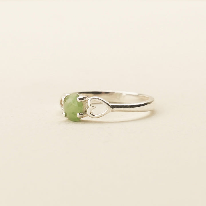 Pounamu Oval Open-Heart Sterling Silver Ring
