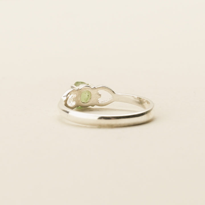 Pounamu Oval Open-Heart Sterling Silver Ring