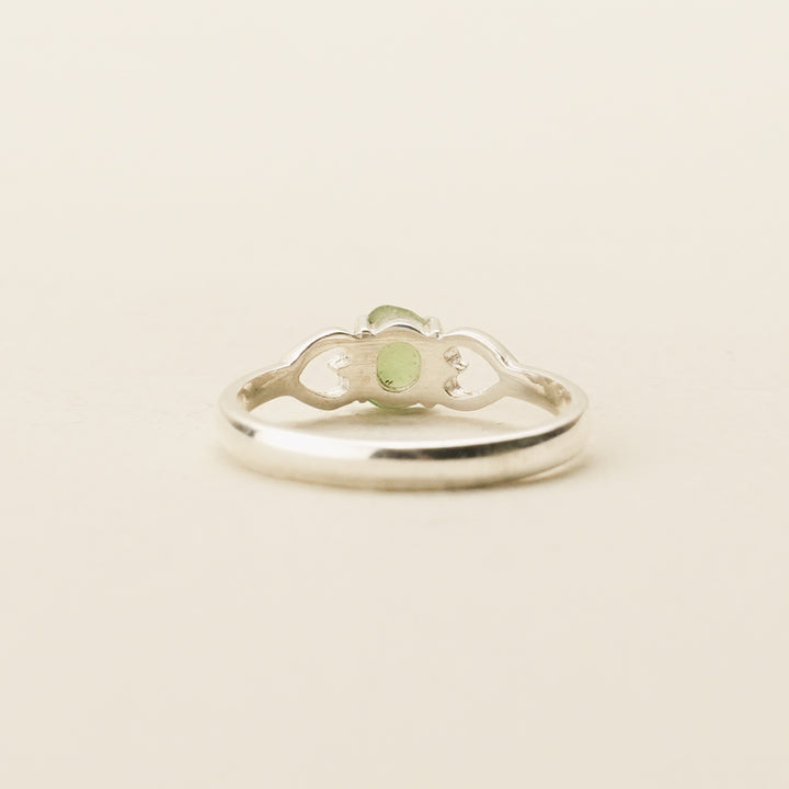 Pounamu Oval Open-Heart Sterling Silver Ring