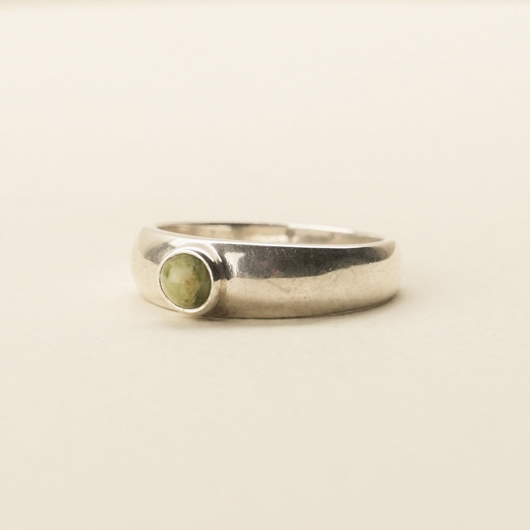 Pounamu Bezel-Set Wide Band Sterling Silver Ring