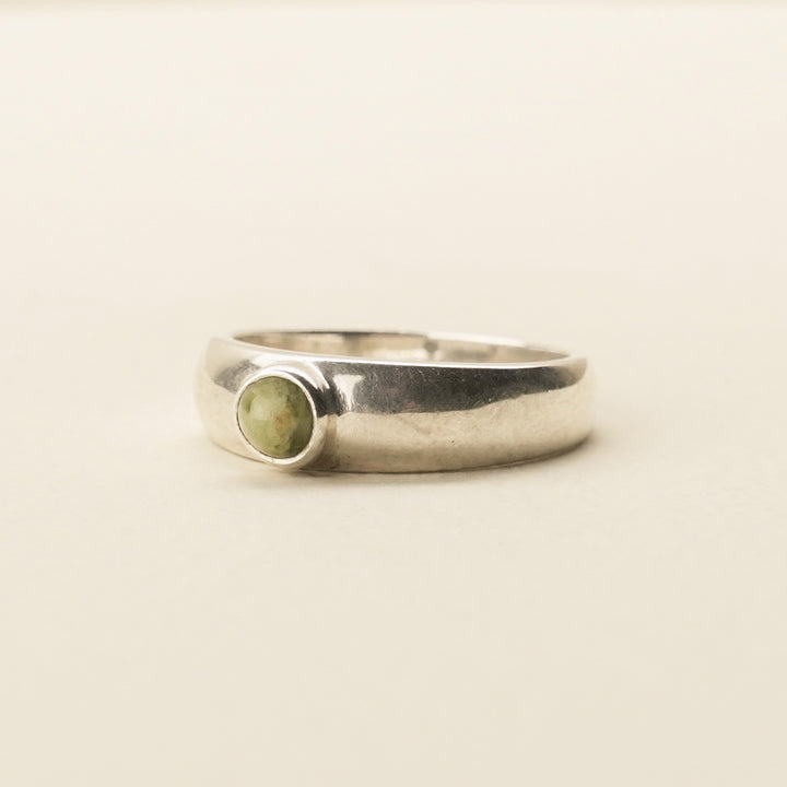 Pounamu Bezel-Set Wide Band Sterling Silver Ring