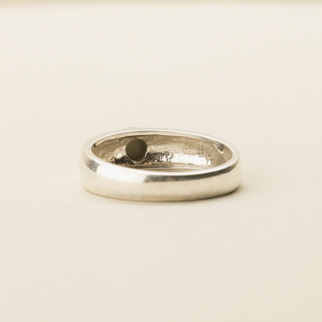 Pounamu Bezel-Set Wide Band Sterling Silver Ring