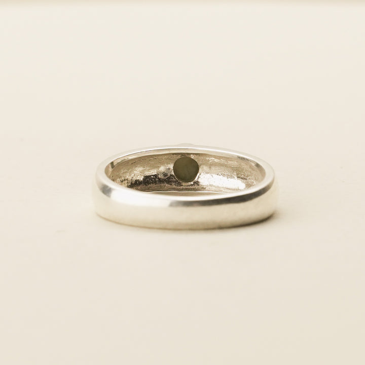 Pounamu Bezel-Set Wide Band Sterling Silver Ring