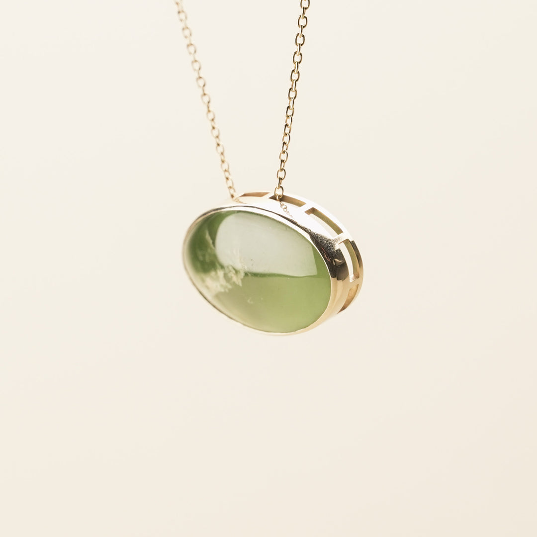 Flower Medium Oval Pounamu Pendant