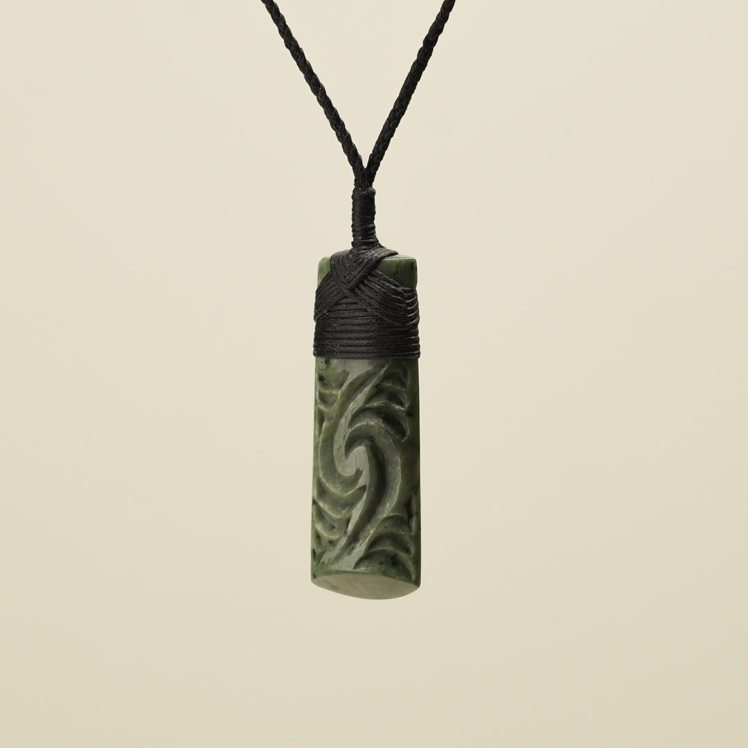 Toki Whakarei Carved Kōkopu Pounamu Pendant
