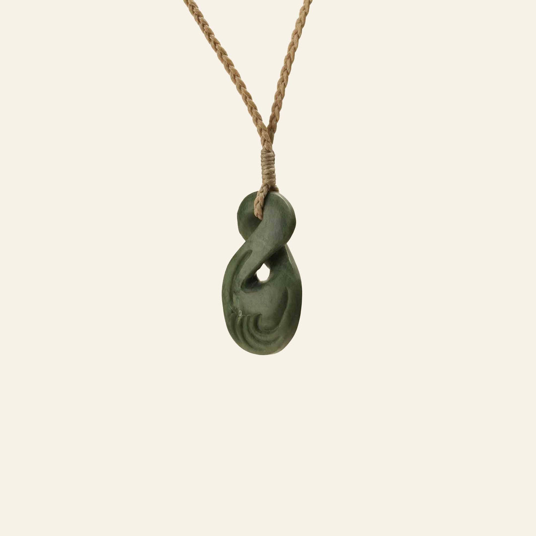 Pikorua Whakarei Carved Inanga Small Pounamu Pendant