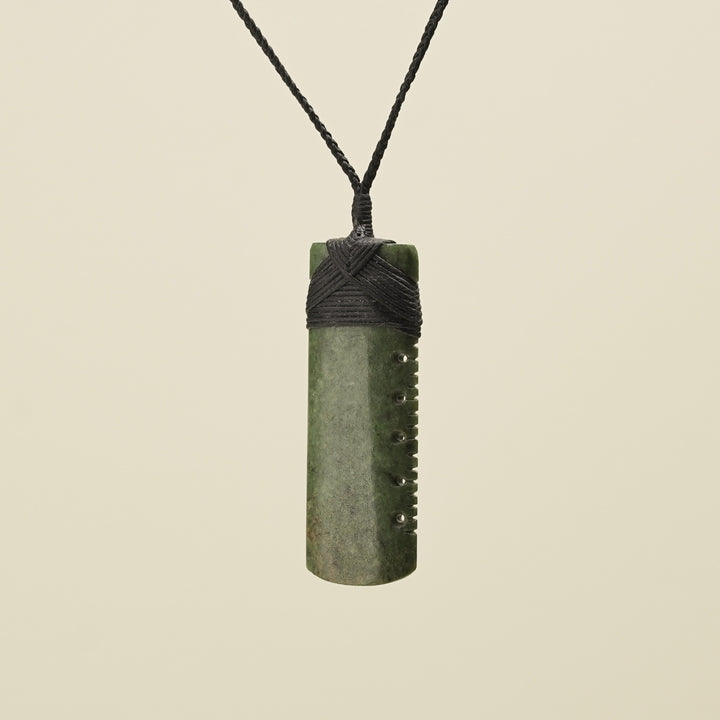 Toki Notched Raukaraka Medium Pounamu Pendant