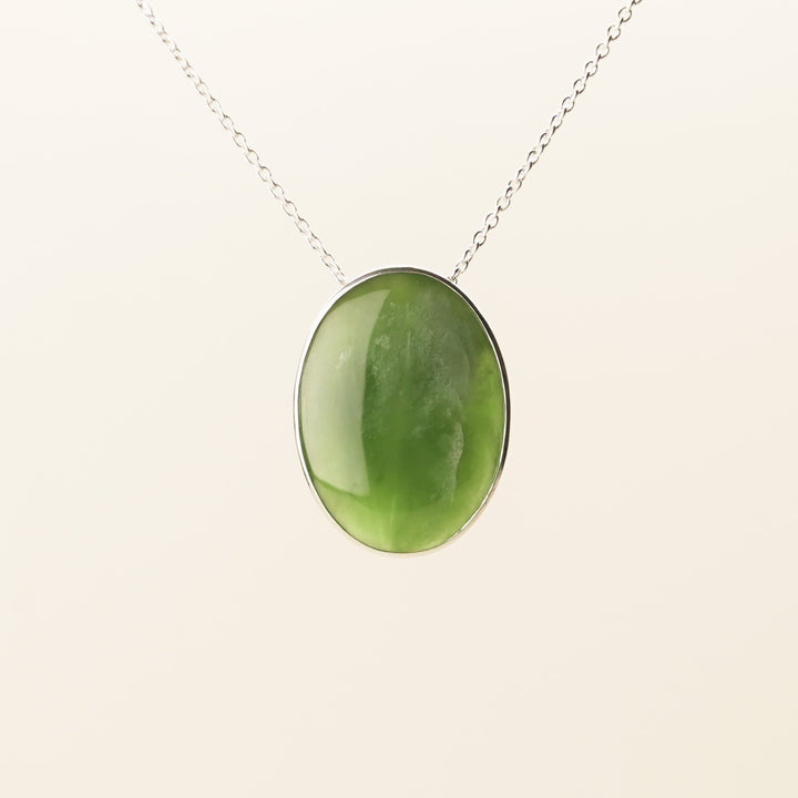 Pounamu Oval Pendant Large in Sterling Silver