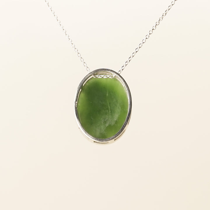 Pounamu Oval Pendant Large in Sterling Silver