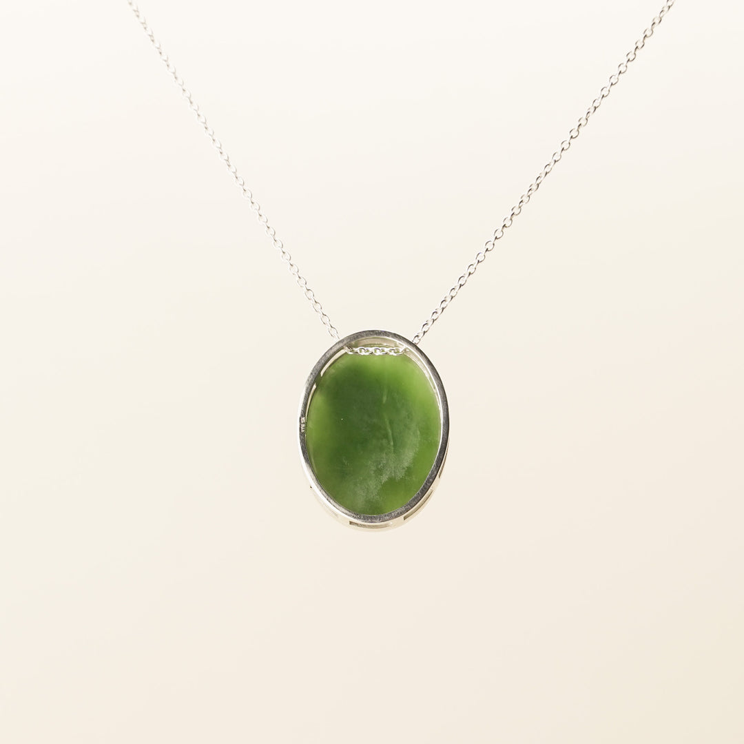 Pounamu Oval Pendant Large in Sterling Silver