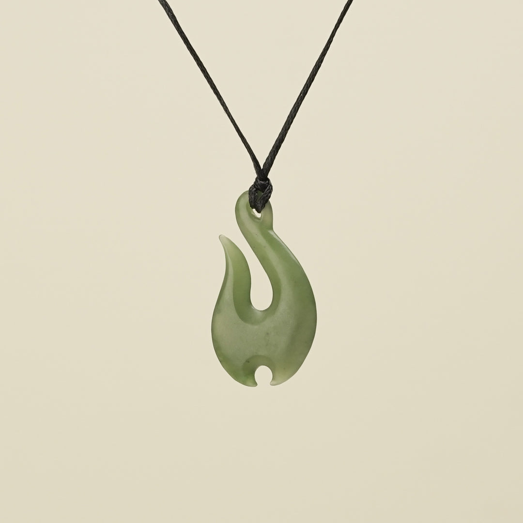 Hei Matau Greenstone Pendant Matte Medium