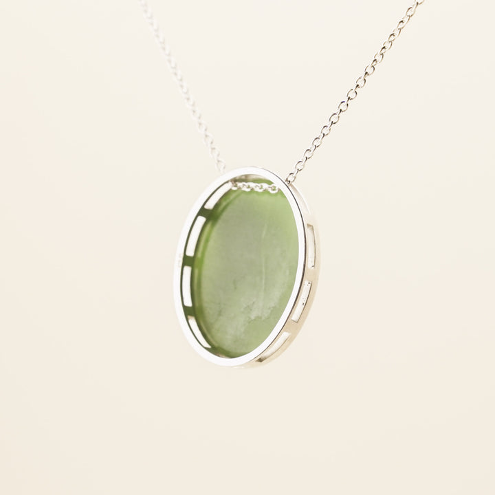 Pounamu Oval Pendant Large in Sterling Silver