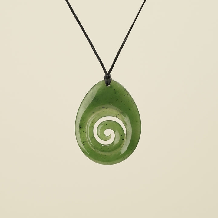 Koru Kawakawa Large Greenstone Pendant