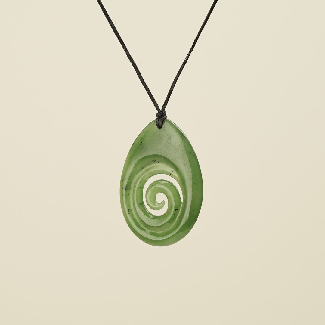 Koru Kawakawa Large Greenstone Pendant
