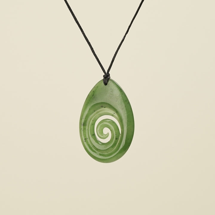 Koru Kawakawa Large Greenstone Pendant
