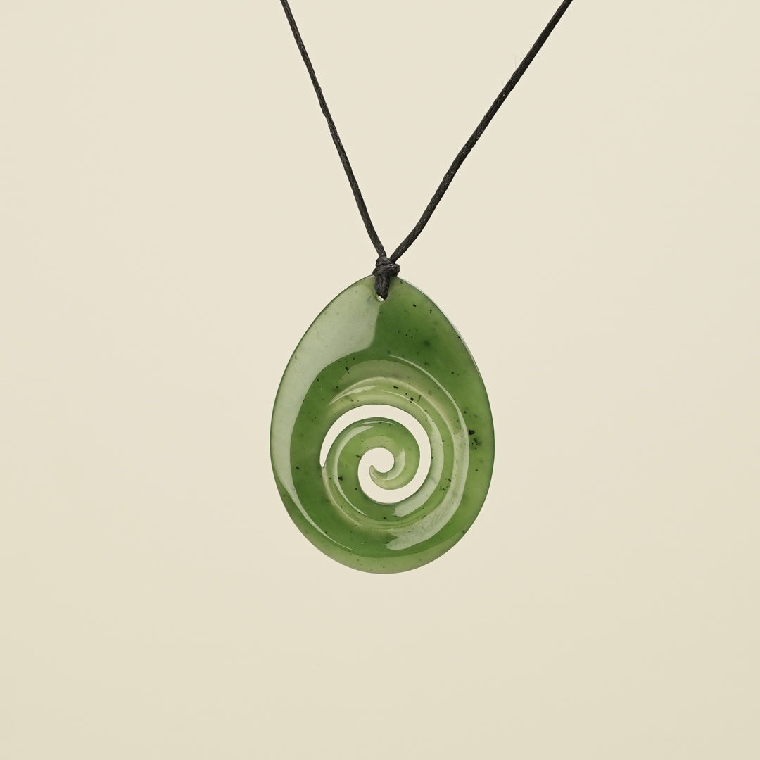 Koru Kawakawa Large Greenstone Pendant