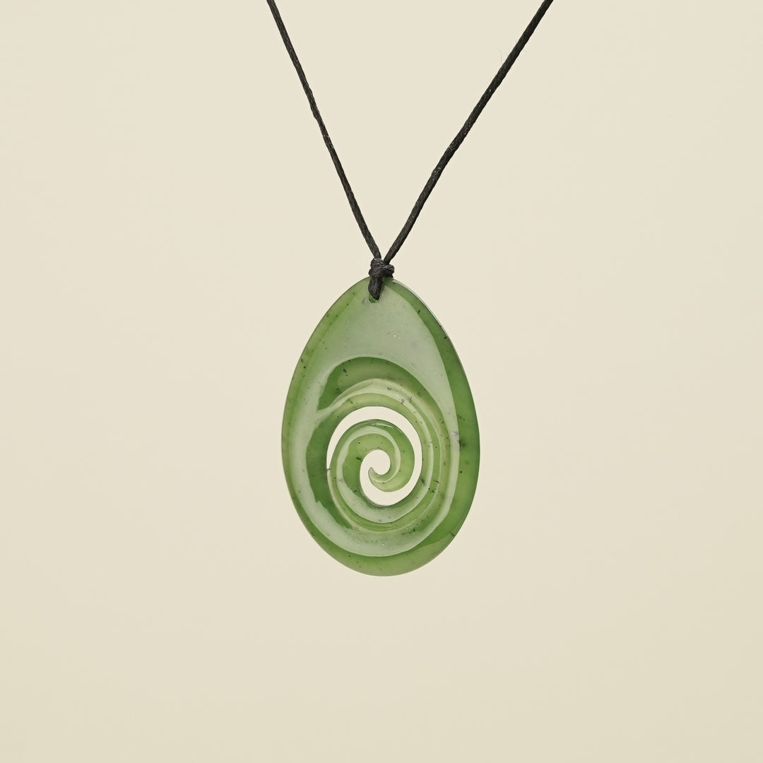 Koru Kawakawa Large Greenstone Pendant