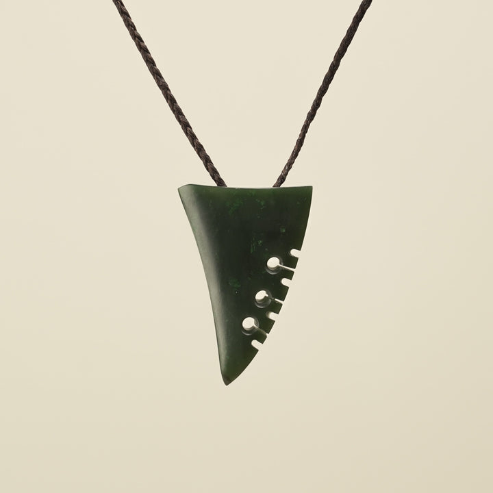 Notched Niho Tooth Kawakawa Greenstone Medium Pendant