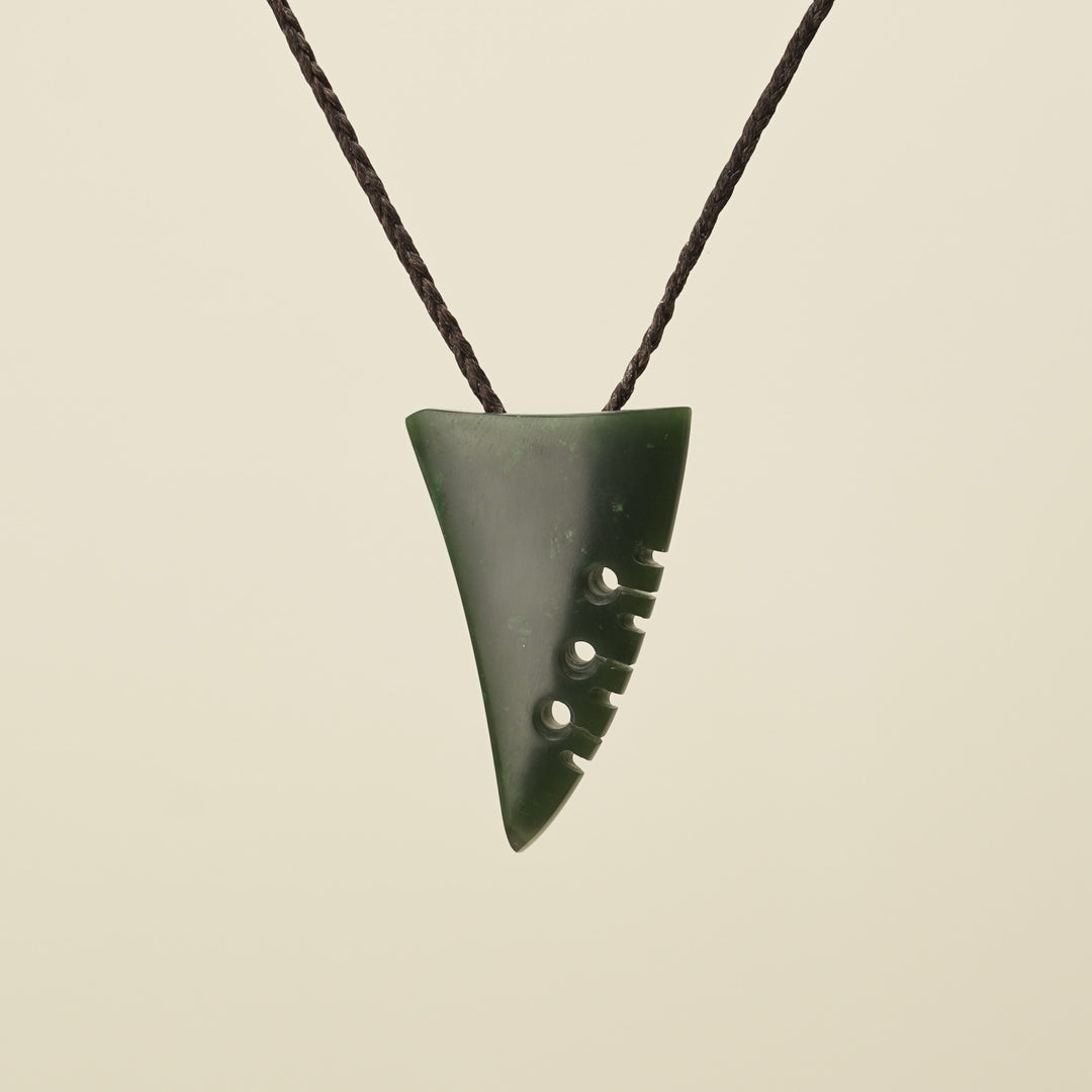 Notched Niho Tooth Kawakawa Greenstone Medium Pendant