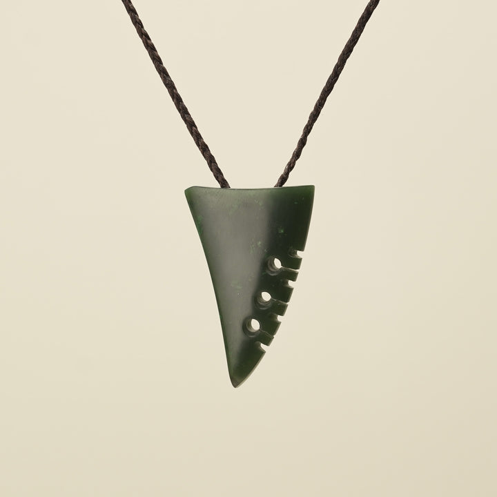 Notched Niho Tooth Kawakawa Greenstone Medium Pendant
