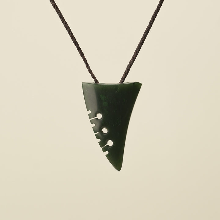 Notched Niho Tooth Kawakawa Greenstone Medium Pendant